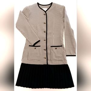 VTG By Berkeley button front, houndstooth drop waist dress pleated skirt. 11/12.